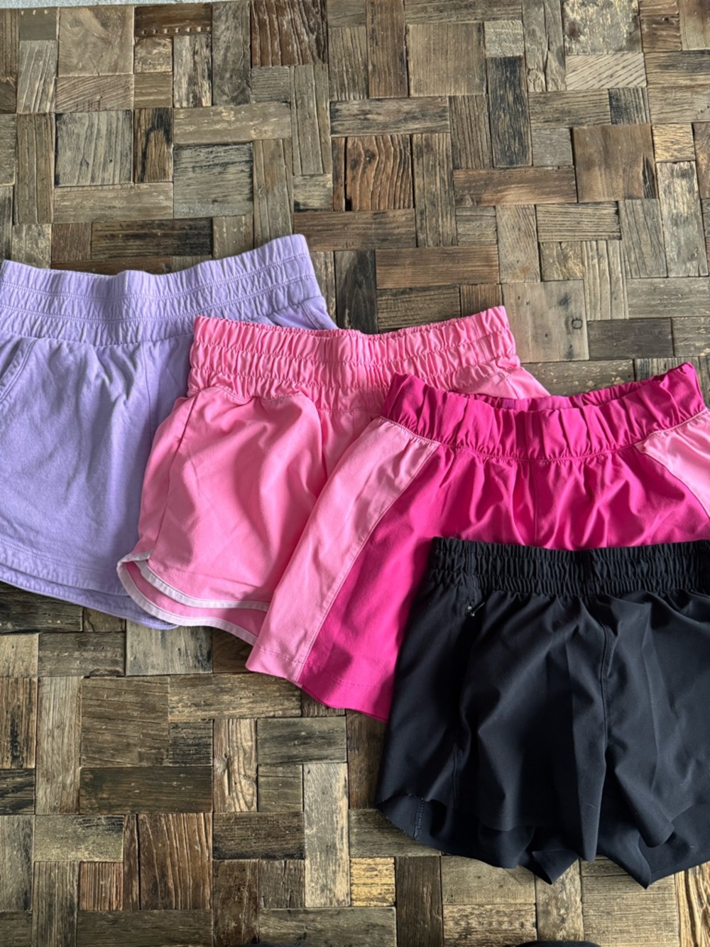 Athleta Girl Black and Bright Pink Athletic Shorts Set